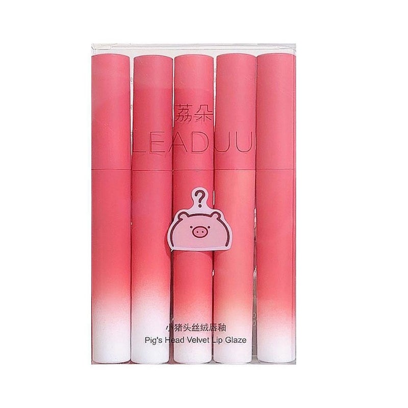 Five-piece lip gloss set, matte velvet lipstick, flattering, long-lasting, affordable wholesale.